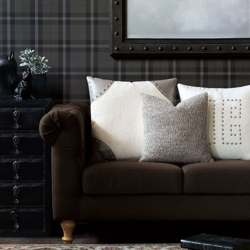 Linen Square Pillow Cover & Insert, Greek Key