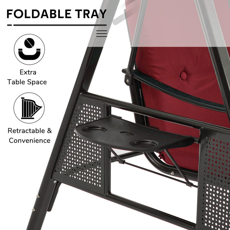 3 Person Porch Swing with Canopy, Red