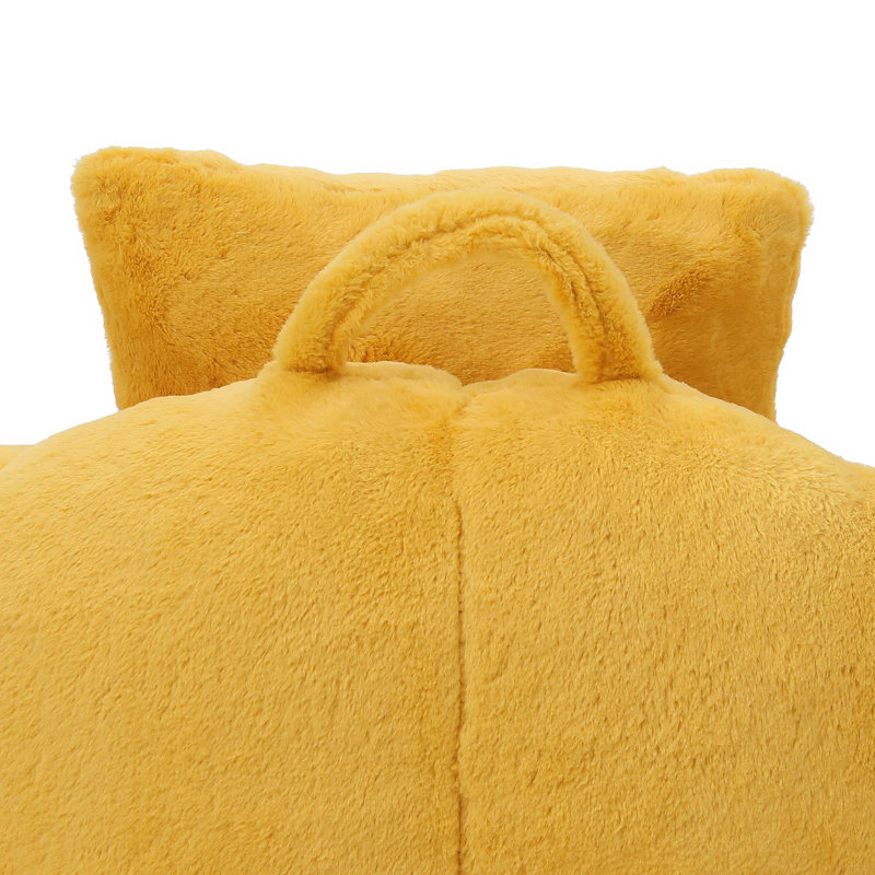 Giant Bean Bag Chair withFootstool, Oversized Bean Bag  for Adults and Kids, Faux Fur Shell-Shaped Large Chair with Filler, Stuffed Big Accent Sofa,  Floor Sofa