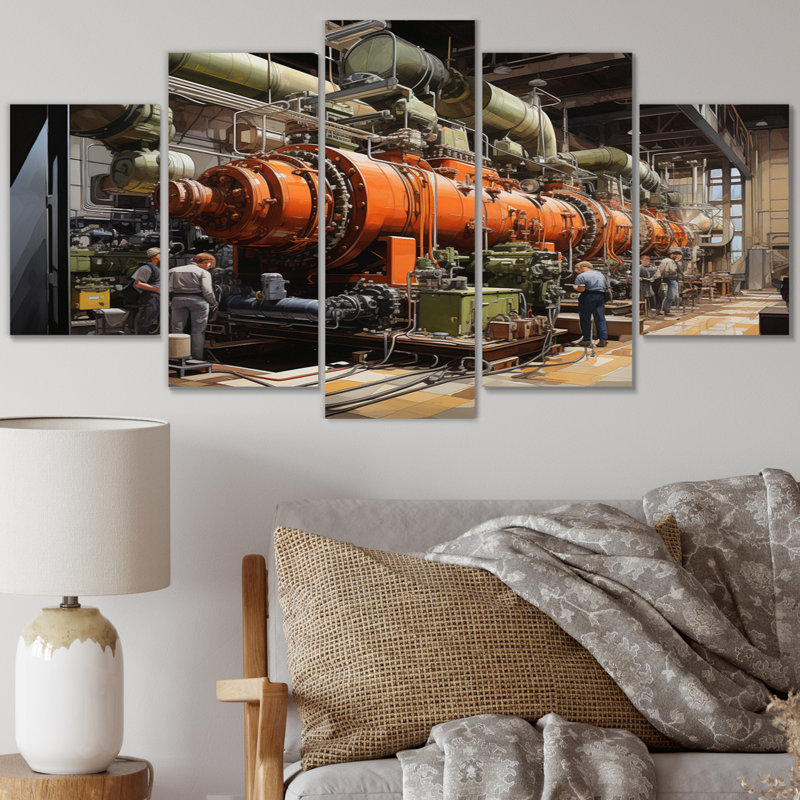 Power Plants Powerful Energies I - Art mural d'art sur toile - 5 panneaux
