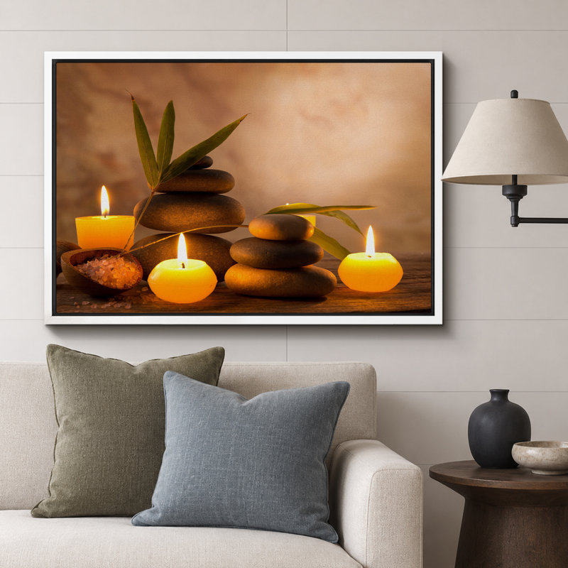 Pierres Zen - Décoration de salle de bain/buanderie relaxante et apaisante - Grand tableau sur toile - Impression d'art
