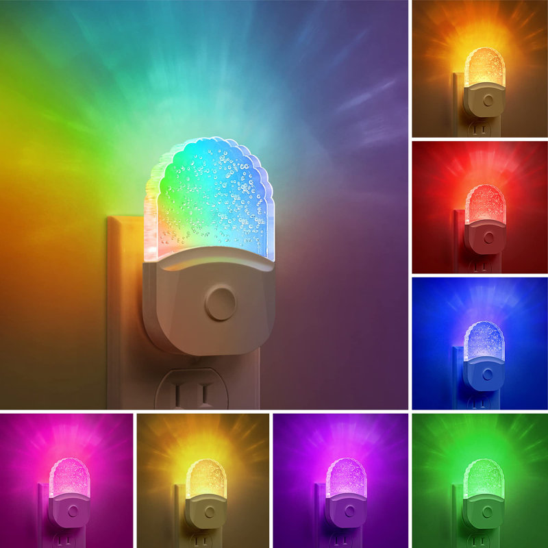 Night Lights Plug Into Wall [2 Pack], Colour Changing Night Light For Kids, 8-Colour RGB LED Nightlight With Dusk To Dawn Sensor