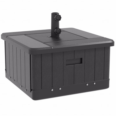 Coffee Table Outdoor Outsunny 3-In-1 Umbrella Base Coffee End Table Flower Box Planter With Drain Hole 175 Lbs Capacity Fillable Patio Umbrella Stand Table With Wheels And Handles Black