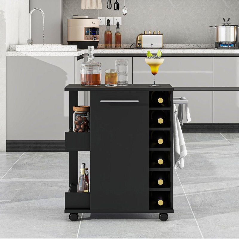 Alyre Wood Kitchen Cart, Black