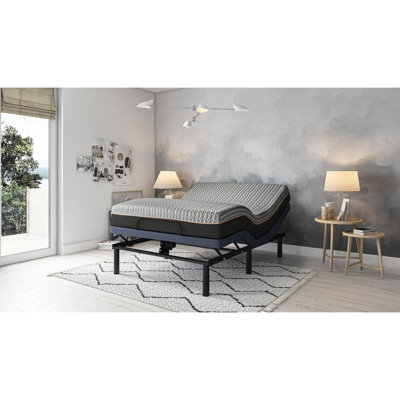 Base de lit réglable pour grand lit avec fonction de variation de position de la tête et des pieds, télécommande sans fil, 2 chargeurs, 3 positions préréglées, fonction de massage, lumières à DEL, boîte de batterie d'urgence, pieds et modification