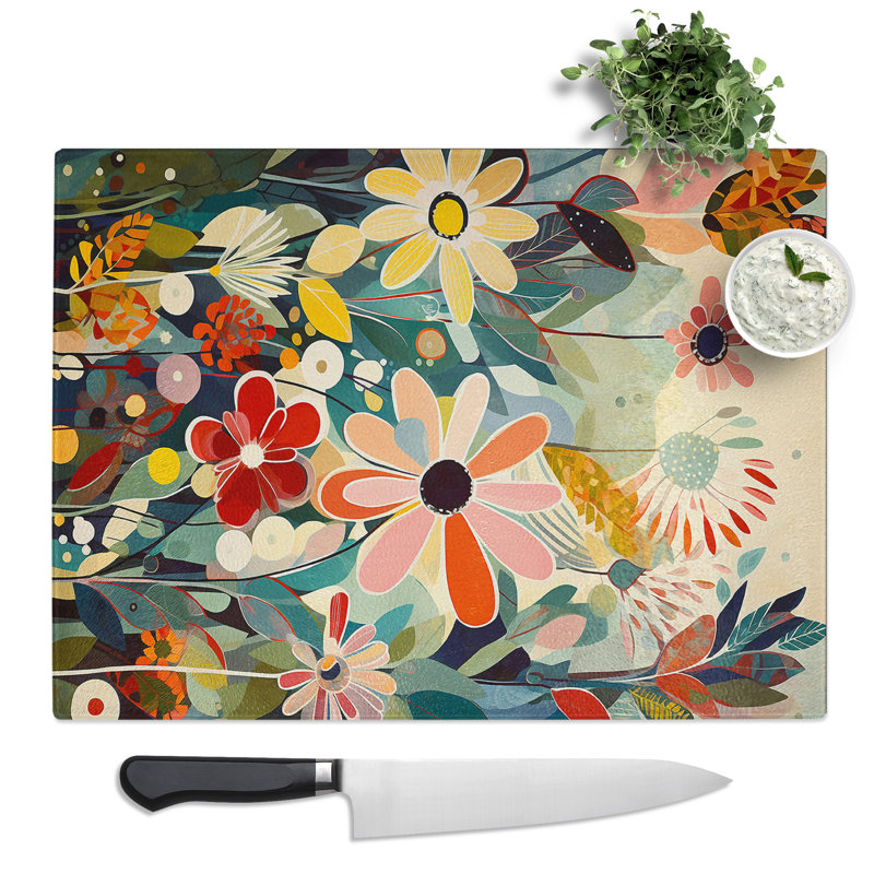 Unique Flowers Vol.1  Glass Chopping Board