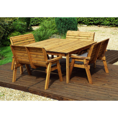 Franklin 8 - Person Wood Patio Dining Set with Square Table , Cushions Included