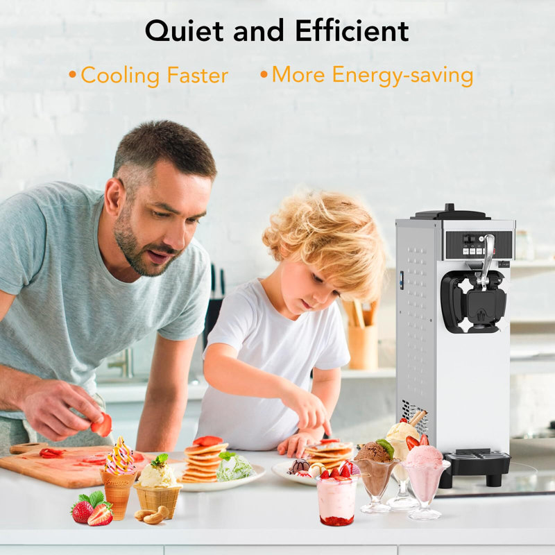 Commercial Ice Cream Machine, 4.76 To 5.8GAL/H Ice Cream Machine Machine, With Pre -Cold Function