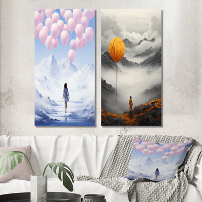 «Sky Is The Limit Woman Motivation IV» - ensemble de salon mural Motivation Wall Art