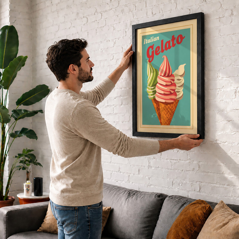 Italian Gelato Retro - Framed Print, Walnut, A4 - 29.7 x 21.0 cm