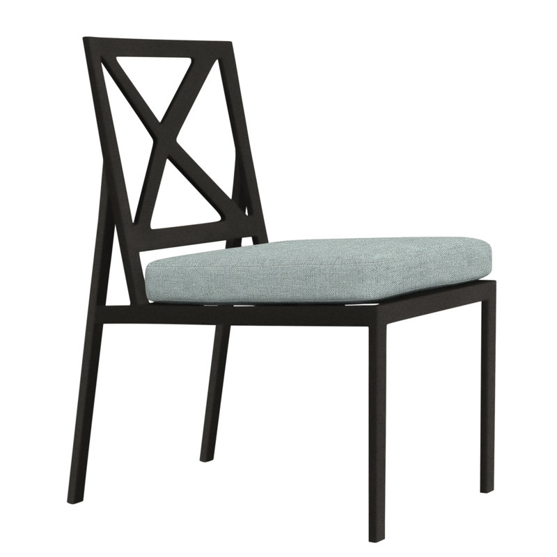 Marin Outdoor Dining Side Chair, Carbon Black, Flagship Stone Sunbrella®