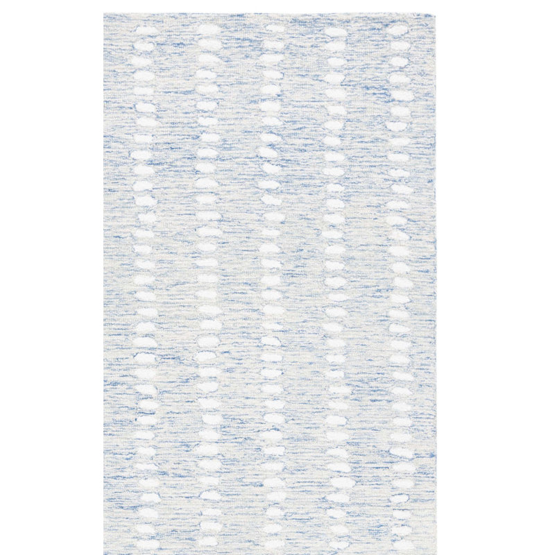 Vrooman Hand Tufted Wool/Chenil/Cotton Abstract Rug in Ivory/Blue, Rectangle 5" x 8"