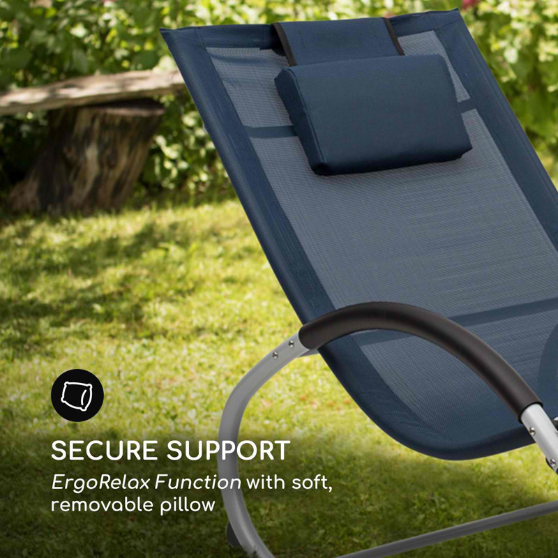 164cm Long Single Chaise with Cushions, Blue