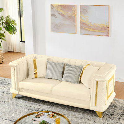 Canapé en velours de luxe élégant de style moderne Mid-Century