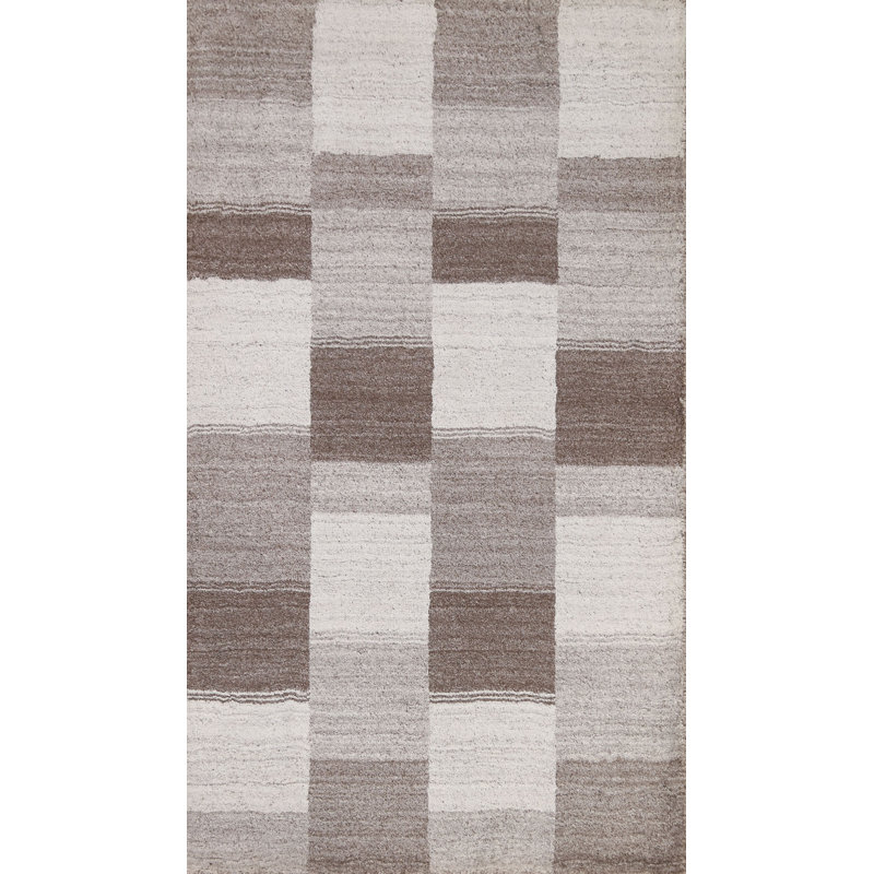 Ivory/ Brown Gabbeh Checkered Area Rug 3x5