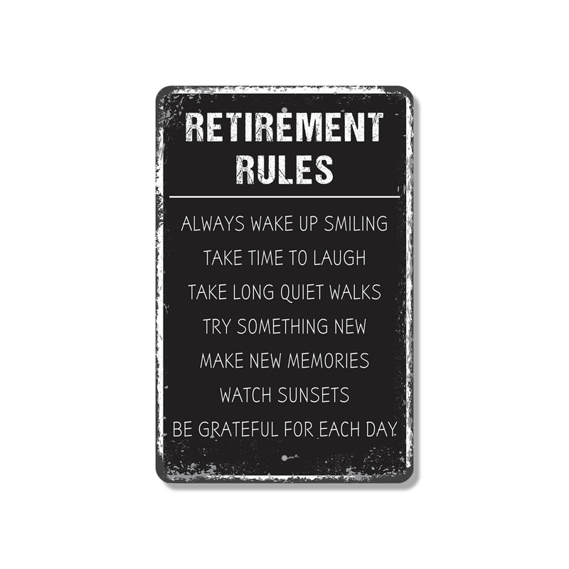 Enseigne en plastique 8 po x 12 po Retirement Rules