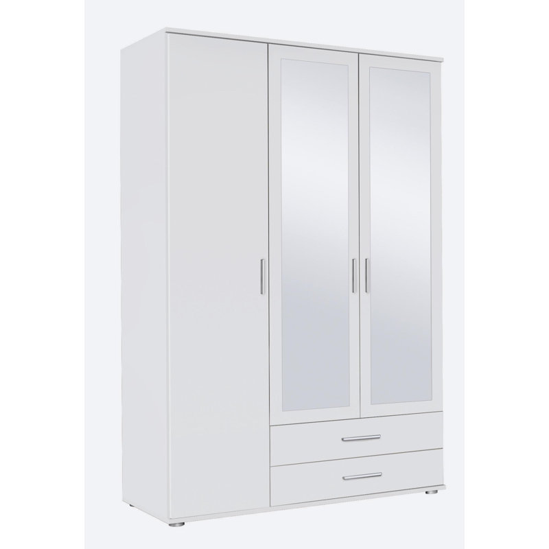 Rasant 3 Door Wardrobe, White, Basic: 2 shelves, 1 clothes rail, 2 drawers