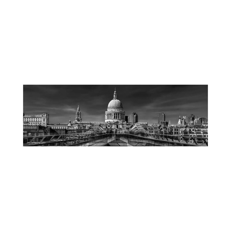 The Cathedral And The Millennium Bridge 1 Piece Wrapped Canvas Panoramic Wall Art, 30.48 cm H x 91.44 cm W x 1.91 cm D