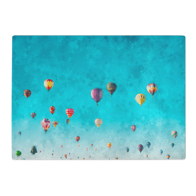 Tempered Glass the Hot Air Balloons Chopping Board, 28.5 cm x 39 cm