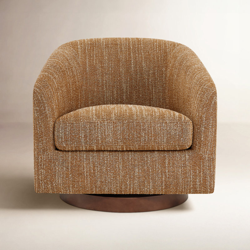 Fauteuil demi-tonneau pivotant Bennett (ensemble de 2), Chenille moutarde doux