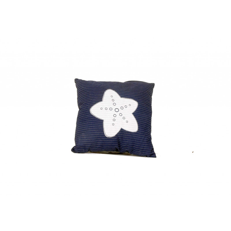 Embroidered Down Throw Pillow, Blue/White