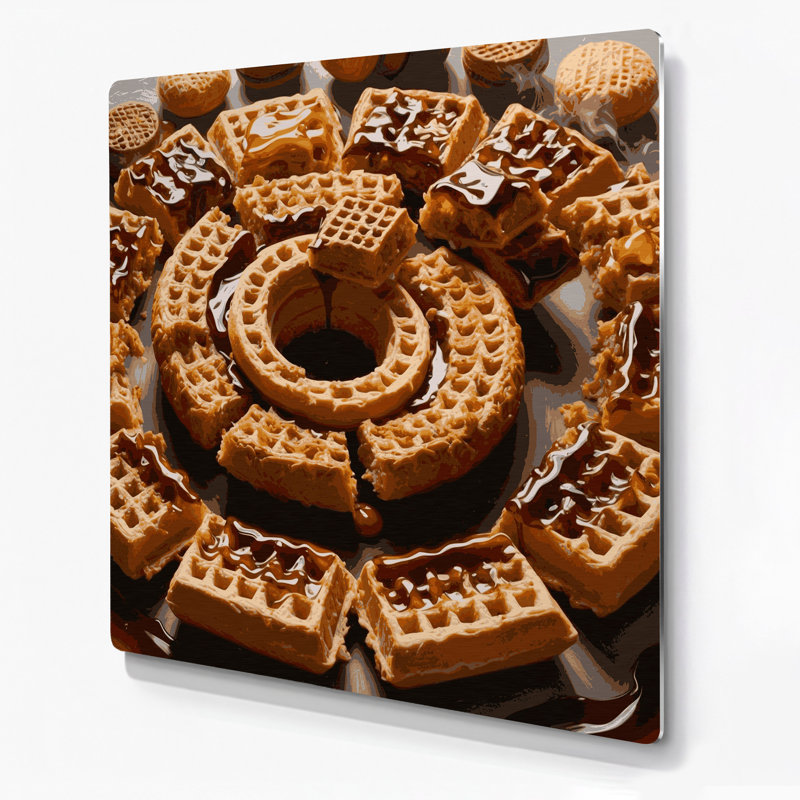 Desserts Stroopwafel, art mural en métal brun, H 12 po x l 12 po