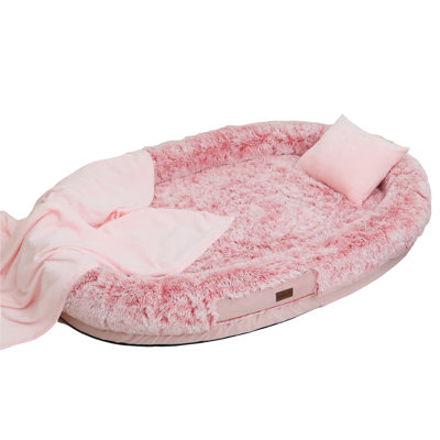  Canapé-lit ovale en mousse viscoélastique 71 po avec support orthopédique de taille humaine avec housse amovible et pochettes de rangement