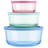 Pyrex Simply Store Tinted 6-Piece Round Glass Storage Container Set with Mixed Color Lids (3 Containers with 3 Lids)