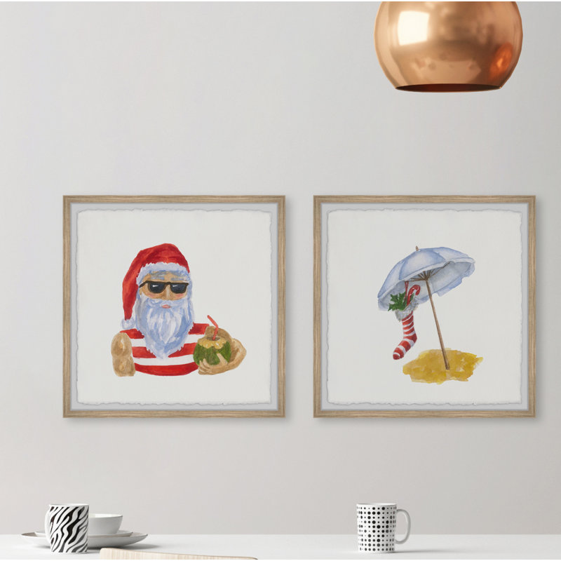 Chavis Chavis Santa On Vacation - 2 Piece Single Picture Frame Painting, 81cm H x 163cm W x 3.81cm D