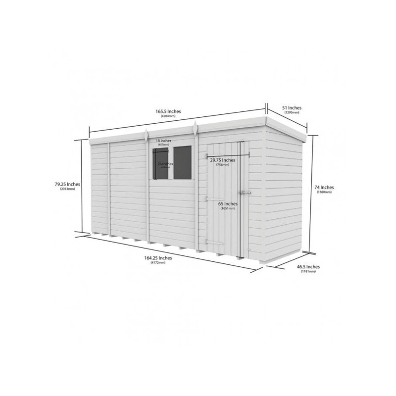 14x4 Pent Composite Shed