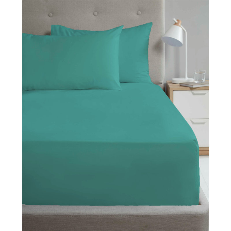 Girovard Percale Fitted Sheet, Single, Teal 
