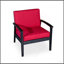 Chaise profonde en eucalyptus, finition huilée naturelle, coussins bourgogne-133218270-133218271