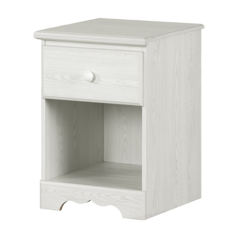 White Pine 1-Drawer Nightstand with Open Shelf