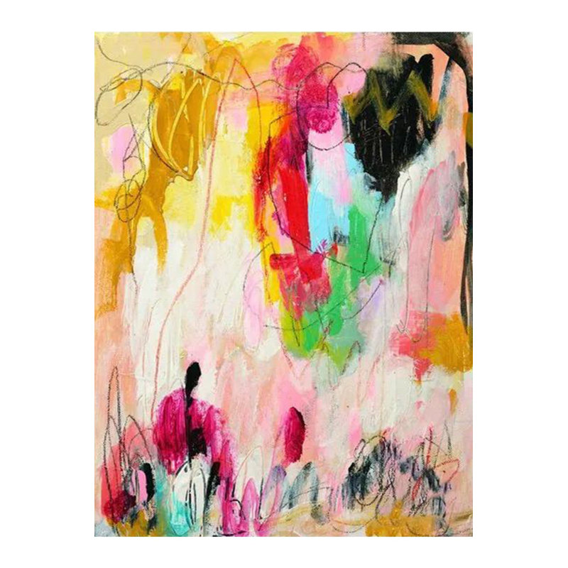Oil Paint Look Multicolor Abstract Pattern Woven Base Decorative Machine Washable Rug