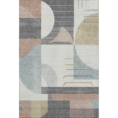 Premium Machine Washable Mehara AMF1694 Geometric Rug