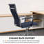 Fauteuil de bureau ergonomique à dossier moyen, siège de conférence en cuir de polyuréthane nervuré avec accoudoirs, siège pivotant réglable pour la maison et le bureau, bleu-1730888323