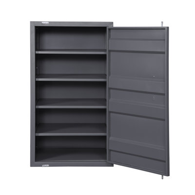 Cargo Gunmetal Finish Metal Storage Chest with Lock - Industrial Style Organizer Cabinet for Bedroom & Living Room