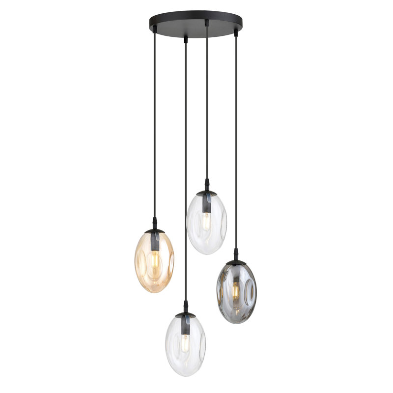 Amanjot 4 - Light Black Cluster Pendant, Grey/Beige