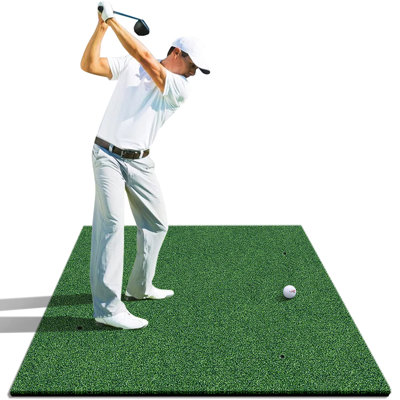 YUNIC Golf Hitting Mat - 5 ft x 5 ft - Premium Artificial Turf Training Mat for Indoor Outdoor Swing Practice