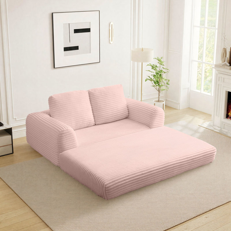 Canapé-lit Boneless Cloud Compression, Rose, H 33,8 po x l 63 po x P 37,4 po