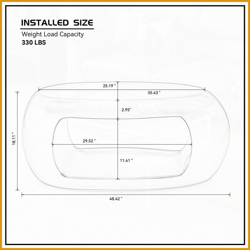 Table basse 48,42 po Sturdy, H 18,11 po x L 25,19 po x l 48,42 po, Black