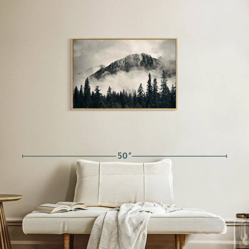 Scène de montagne Banff Park, Cadre flottant en bois naturel, 31 po x 21 po