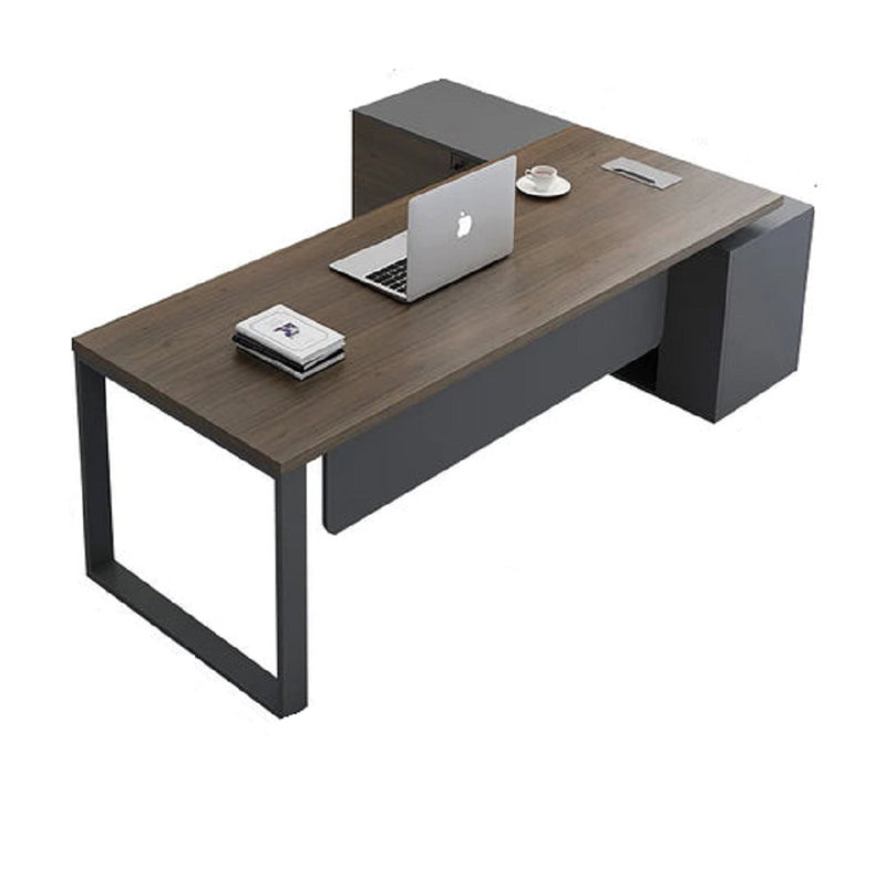 Nakeeta L-Shaped Executive Desk, 75cm H x 200cm W x 80cm D, Brown
