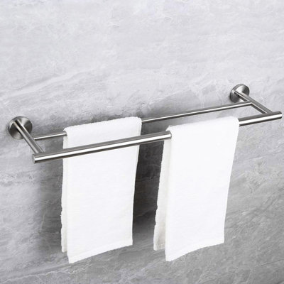 5 Wall Mount Towel Rack For Bathroom - Brushed Nickel Finish, Aluminium, Modern Style, Corrosion, Versatile Use, Simple Installation Mounted 5 Piece Nickel, Appearance, Rust-, Multifunctional