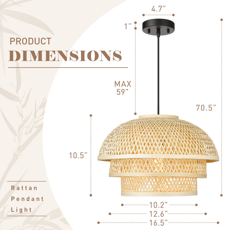 Luminaire suspendu en rotin 1 lumière Aleena