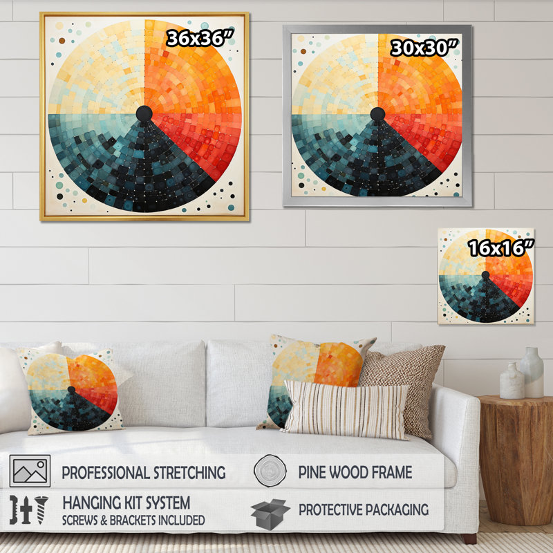 Mid Century Sleek Serenity - Mid-Century Wall Art Prints, H 30 po x l 30 po x P 1 po, Cadre flottant noir