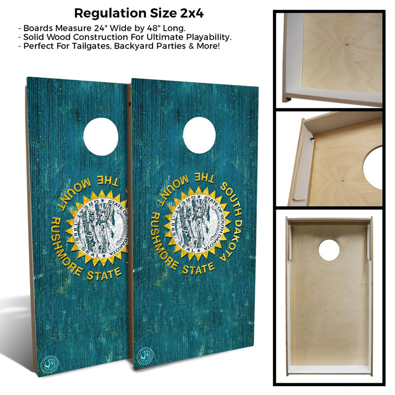 Ensemble de 2 panneaux de cornhole 2 'x 4' avec étui et lumières, Dakota du Sud