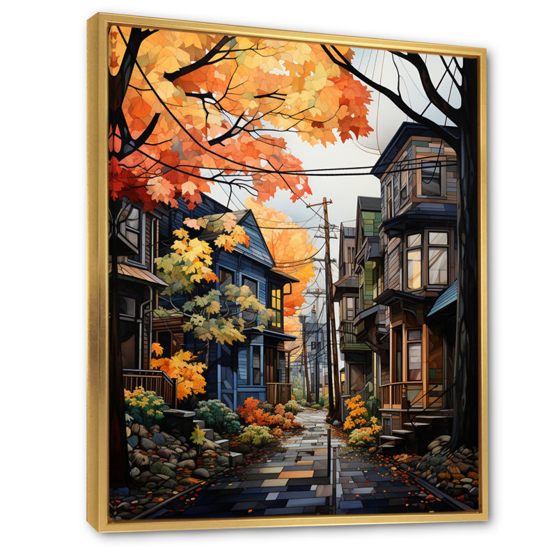 «Cityscape Alleyway Patchwork I» - Impression, Cadre flottant doré, H 44 po x l 34 po x P 1,5 po