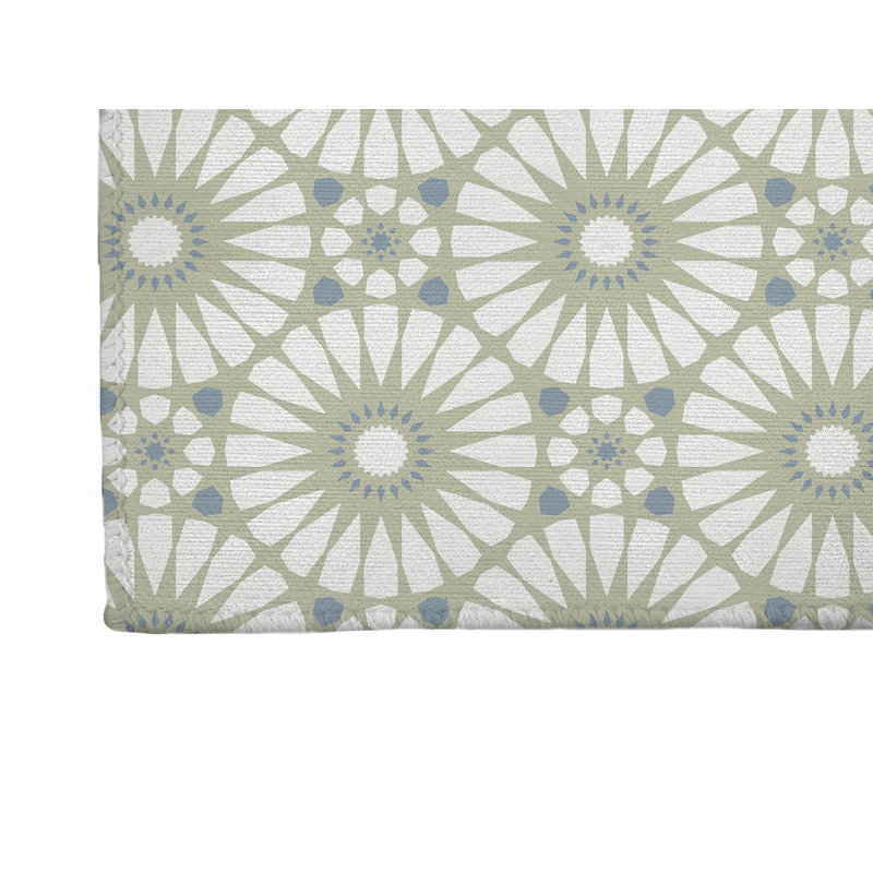 Tapis de lessive léger et antidérapant Sylvia, L 25 po x H 4 po, Sauge géométrique