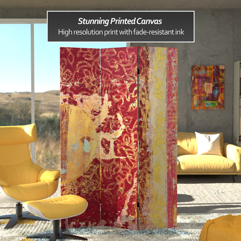 47.25'' 3 - Panel Folding Room Divider, Fire Dancer